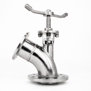 80mm manually operated Flush valve 60 degree bend, gasket sealing disc and flanged outet