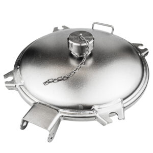 Manhole cover 4 lug 4.5mm dish fitted with 58mm Milk vent