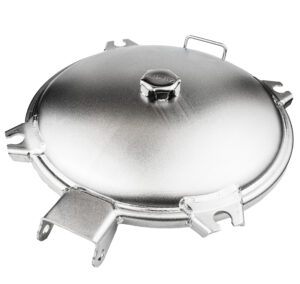 Manhole cover 4 lug 4.5mm dish fitted with 32mm combined Vacuum/pressure relief valve