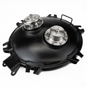 Mild Steel Manhole cover 6 lug 5.0mm dish fitted with stainless steel 80mm Pressure and 80mm Vacuum relief valves