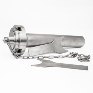 External overfill sensor holder, for Dixon optic sensor with quick release plug with safety chain, and weld-on brackets.